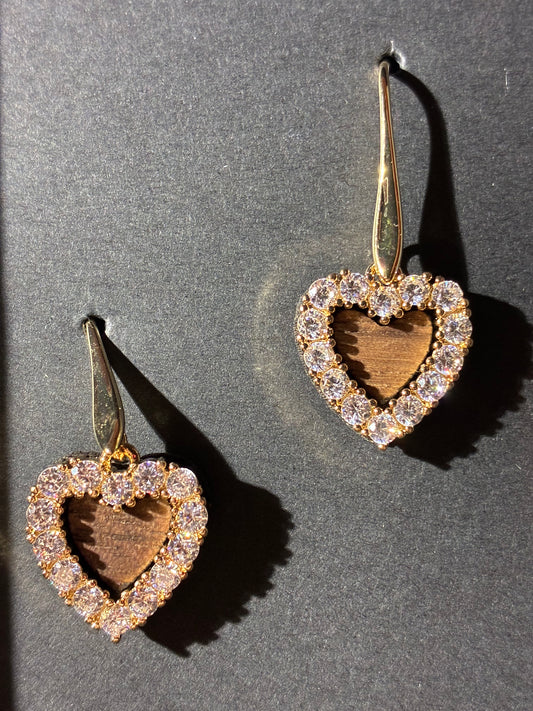 Walnuss Herzkranz Ohrringe