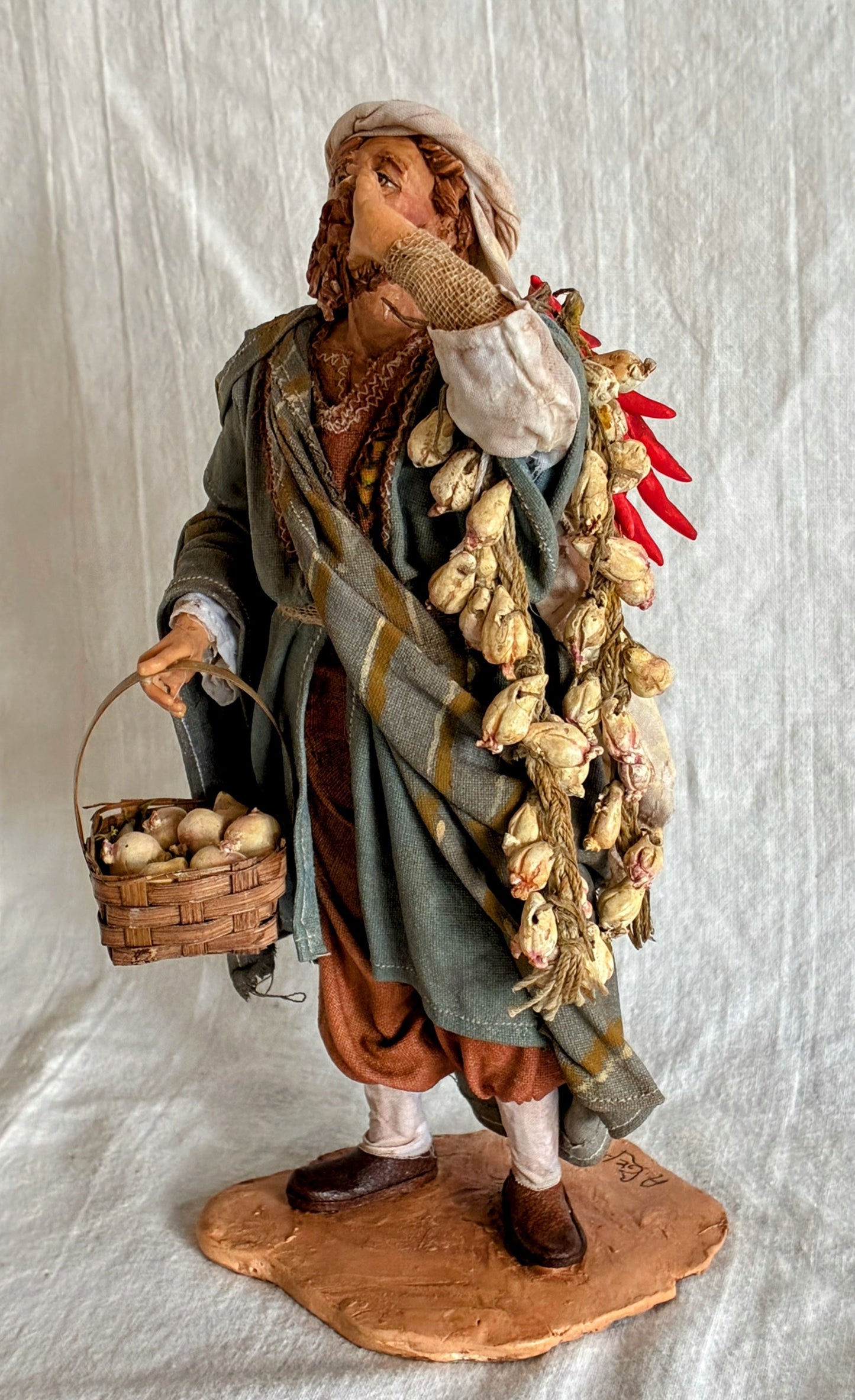 Knoblauch- und Chiliverkäufer 18 cm Particolare